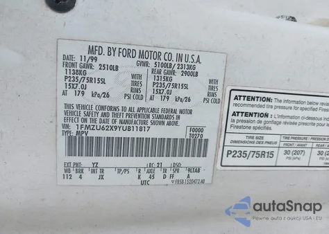 2000 Ford Explorer Xls from USA, damaged, VIN 1FMZU62X9YUB11817